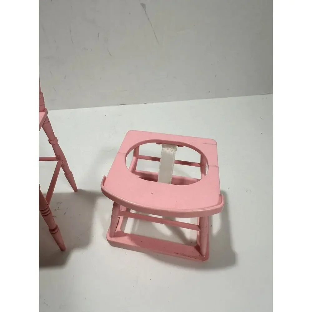 VTG 1988 Galoob Bouncin Baby Doll Pink Plastic Walker‎ w/ wheels + Chair